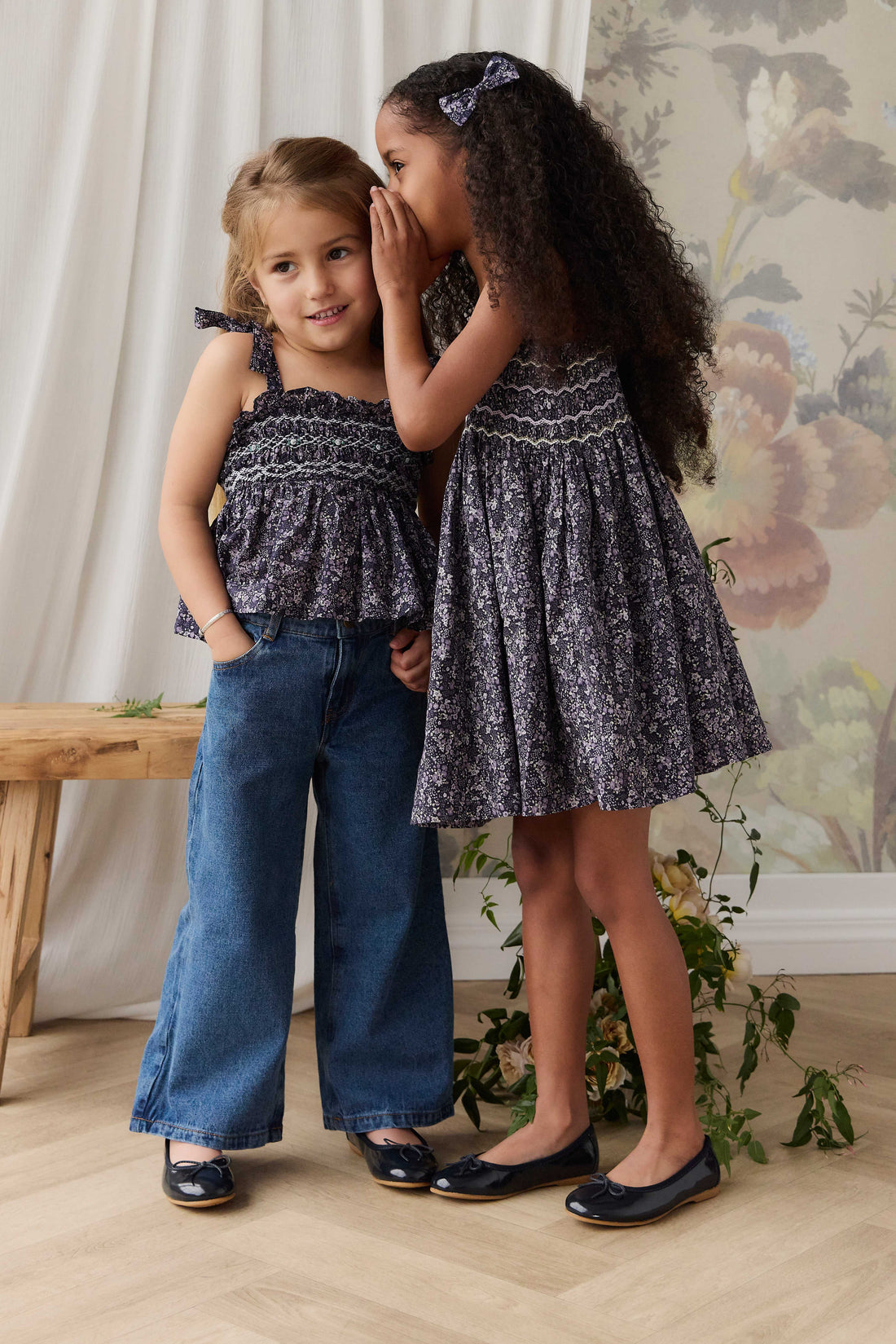Organic Cotton Mariette Dress - Violet Floral Childrens Dress from Jamie Kay USA