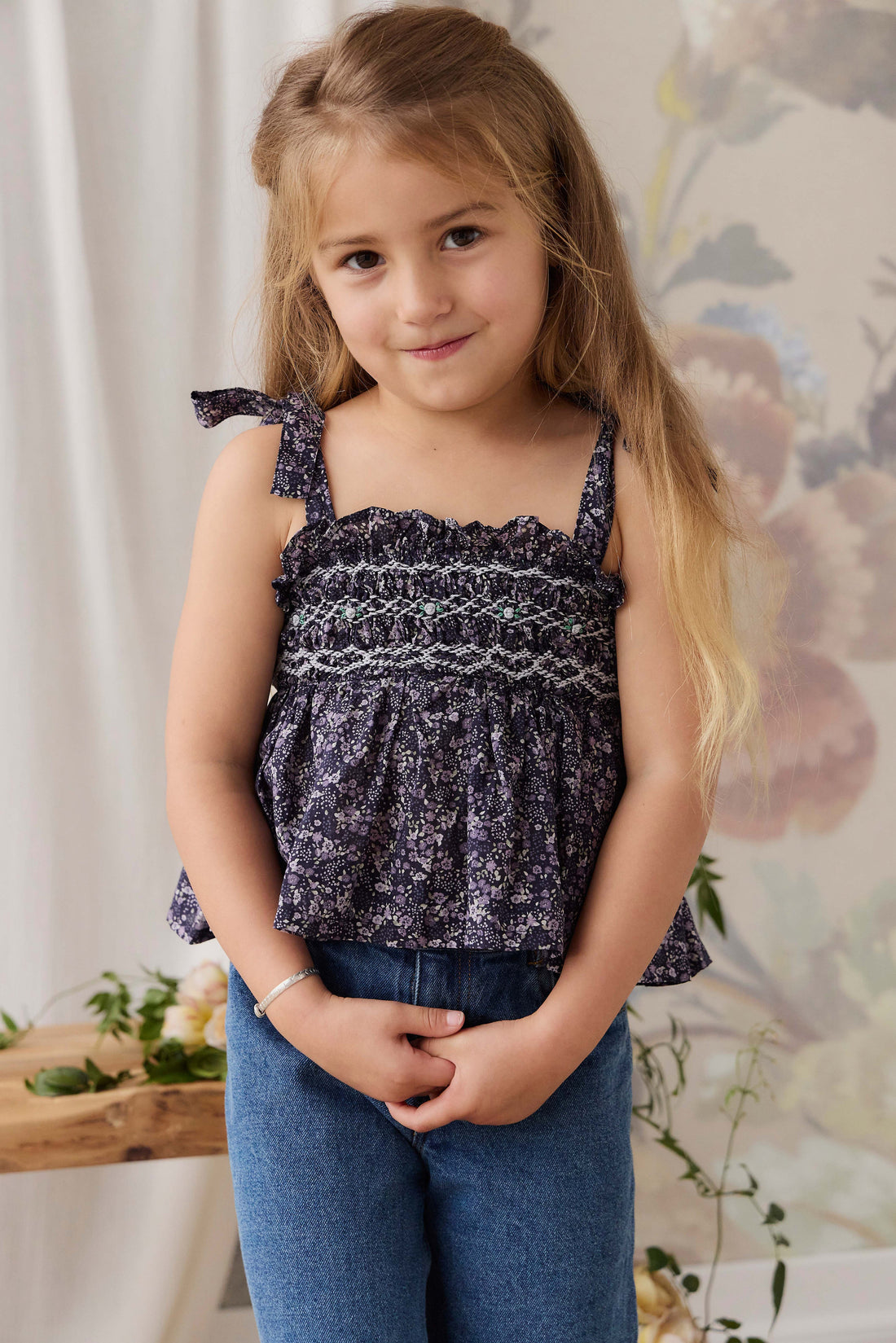 Organic Cotton Carine Top - Violet Floral Childrens Top from Jamie Kay USA