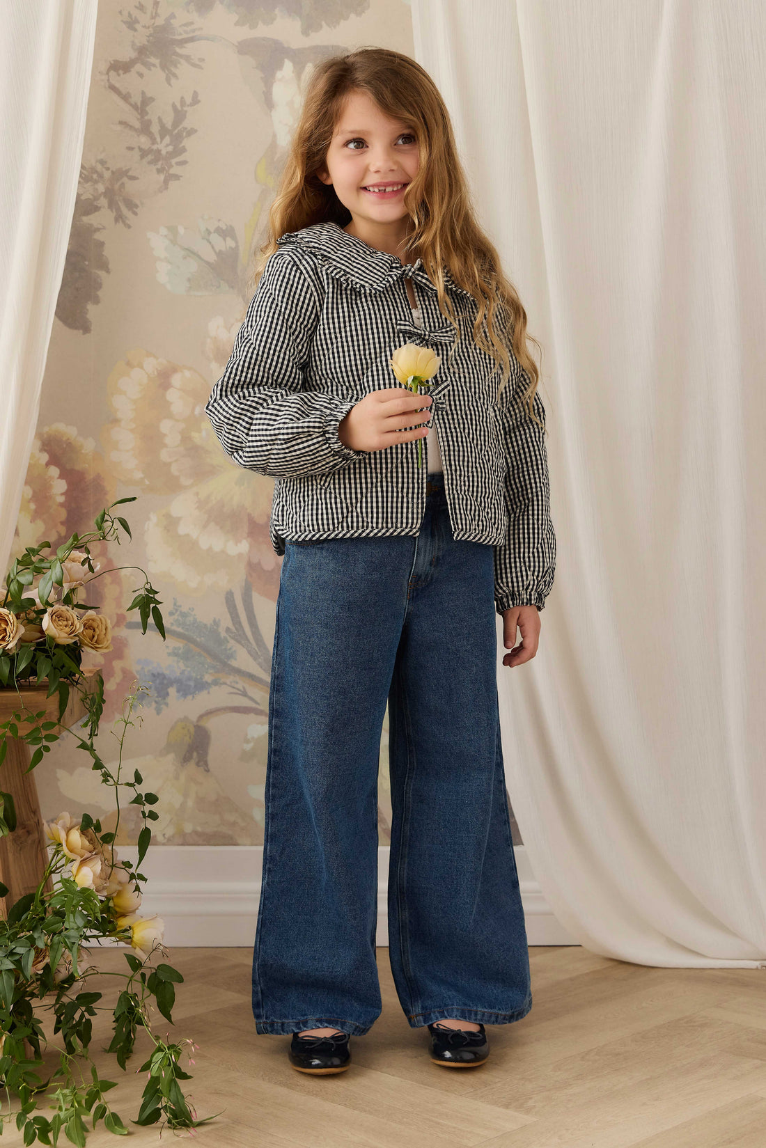 Mariette Cotton Jacket - Petite Gingham Graphite Childrens Jacket from Jamie Kay USA