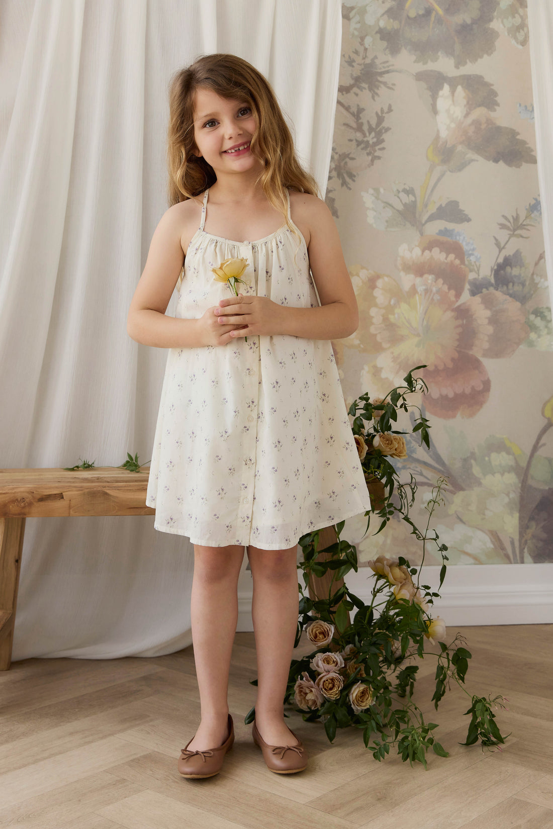 Organic Cotton Cosette Dress - Jade Floral Childrens Dress from Jamie Kay USA