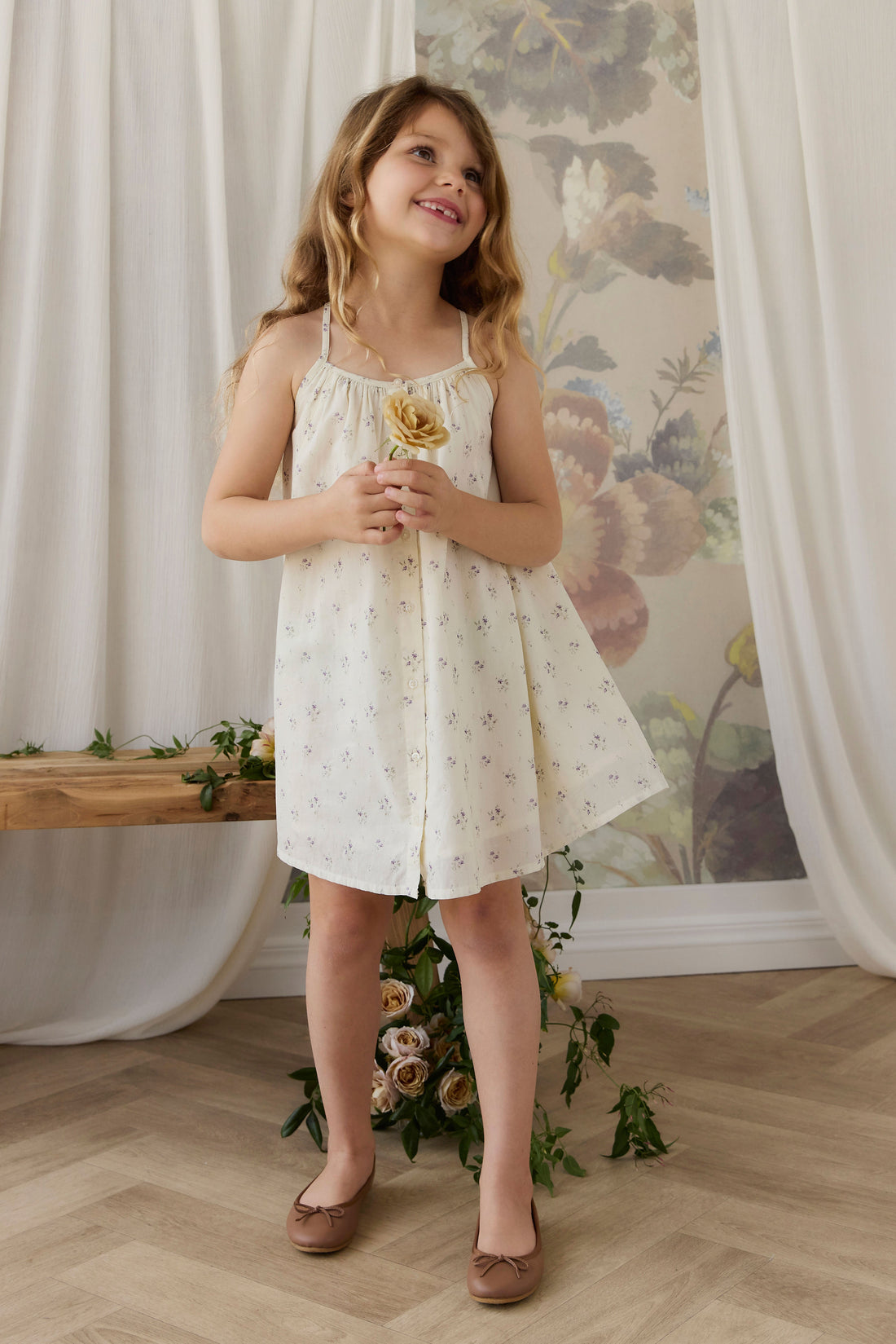 Organic Cotton Cosette Dress - Jade Floral Childrens Dress from Jamie Kay USA
