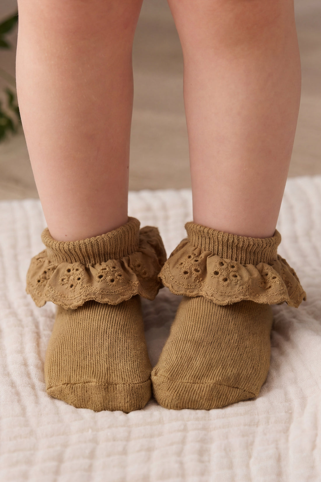 Frill Ankle Sock - Antique Bronze Childrens Socks from Jamie Kay USA