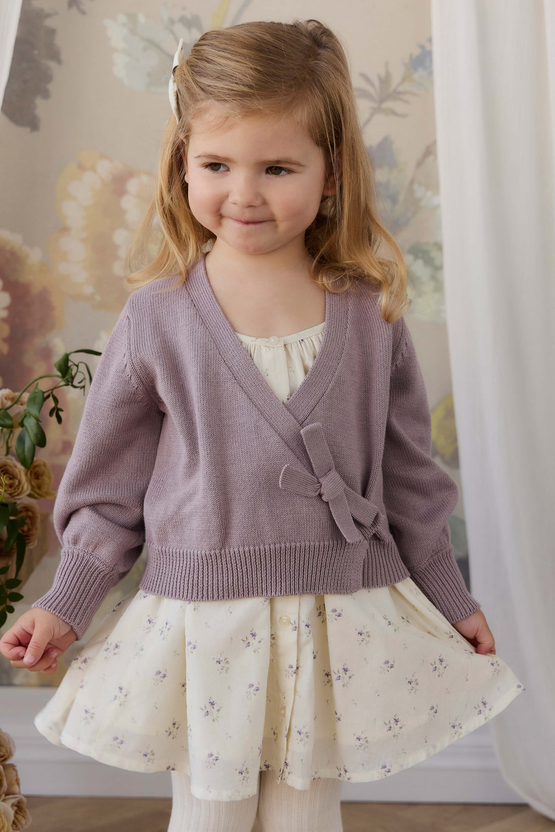 Michaela Knitted Cardigan - Lily Lavender Childrens Cardigan from Jamie Kay USA