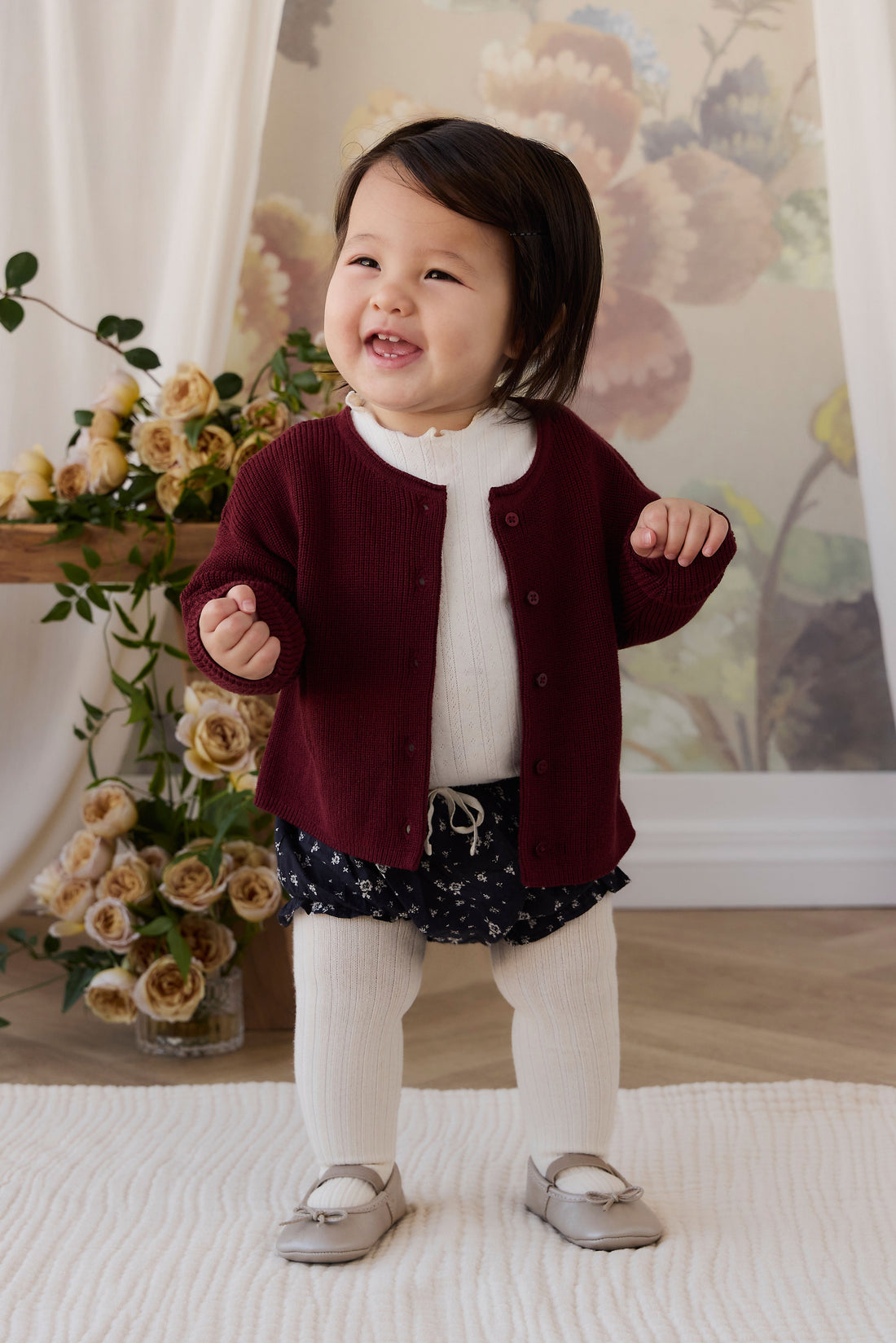 Sally Knitted Cardigan - Burgundy Childrens Cardigan from Jamie Kay USA
