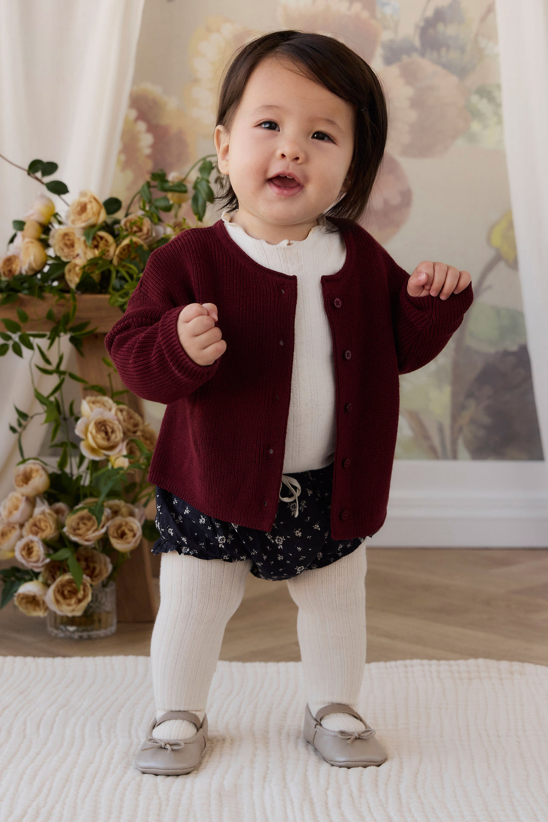 Organic Cotton Frill Bloomer - Huguette Graphite Childrens Bloomer from Jamie Kay USA