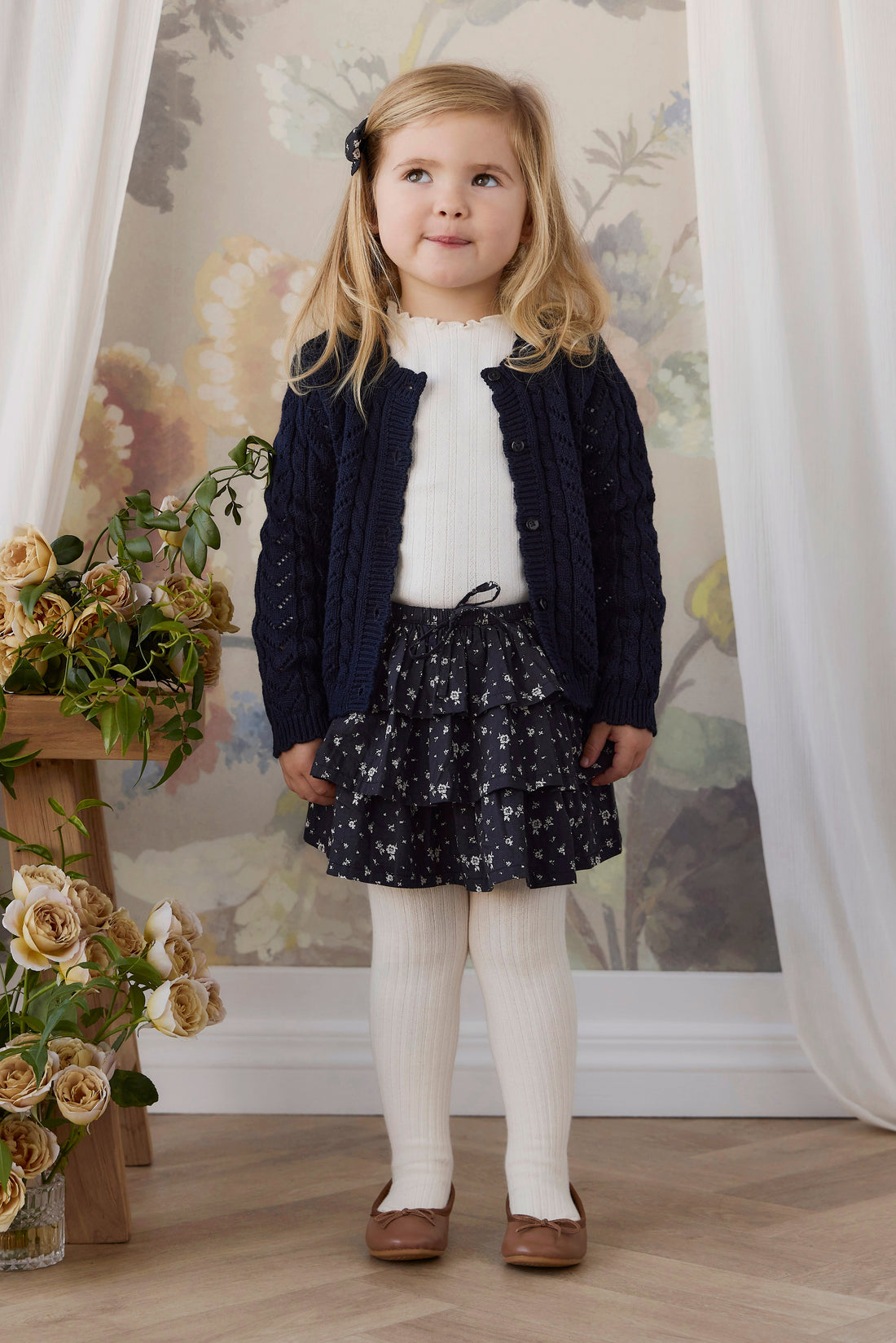 Organic Cotton Mariette Skirt - Huguette Graphite Childrens Skirt from Jamie Kay USA