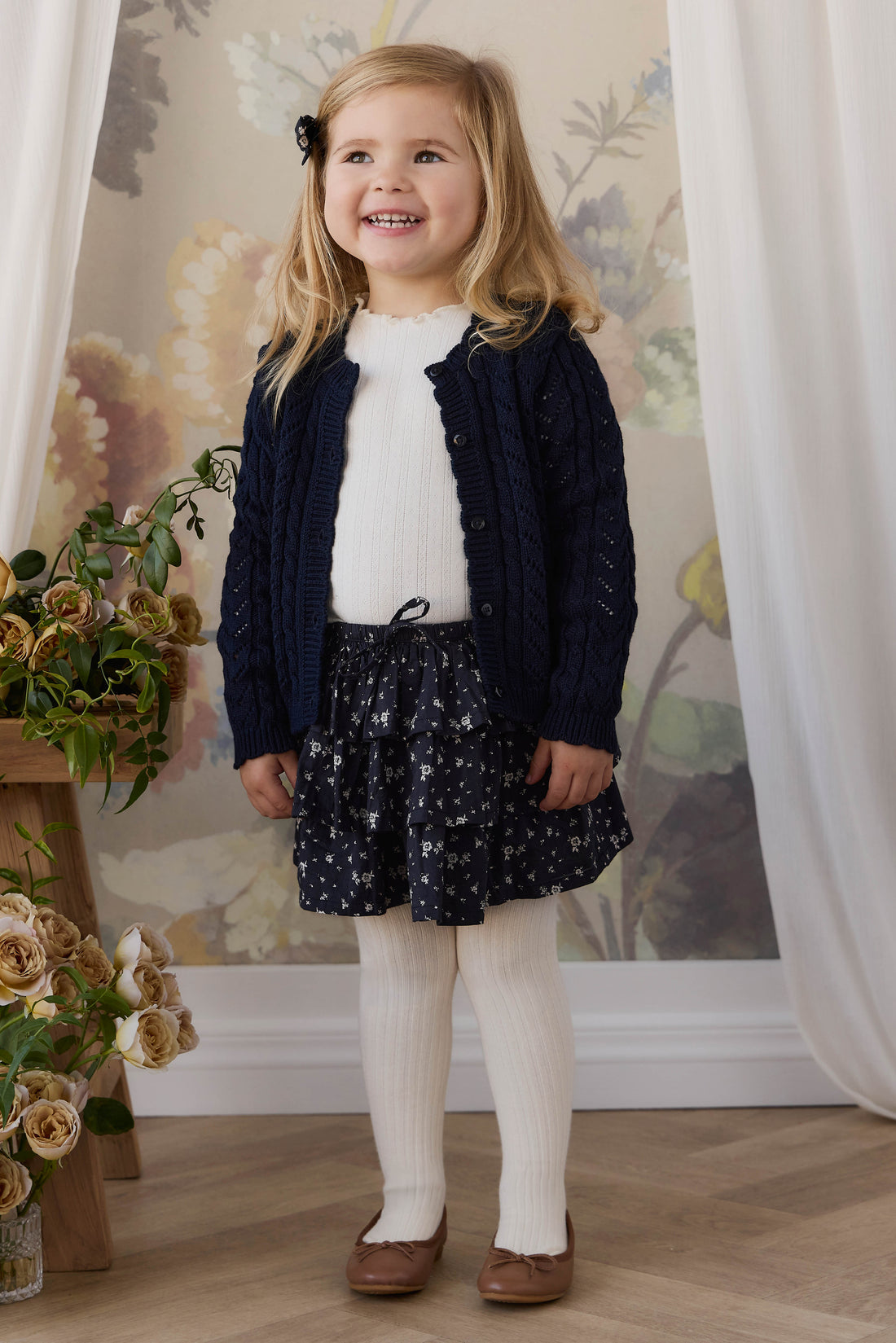 Organic Cotton Mariette Skirt - Huguette Graphite Childrens Skirt from Jamie Kay USA