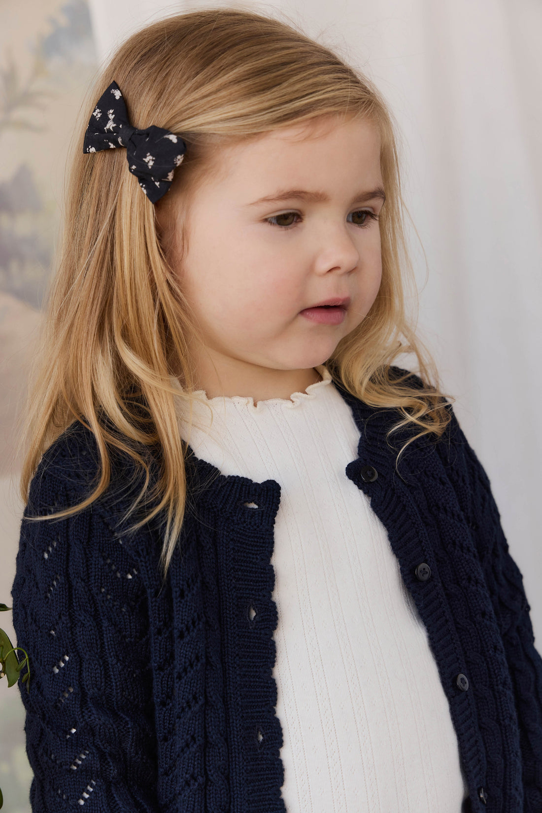 Organic Cotton Desiree Bow - Huguette Graphite Childrens Bow from Jamie Kay USA