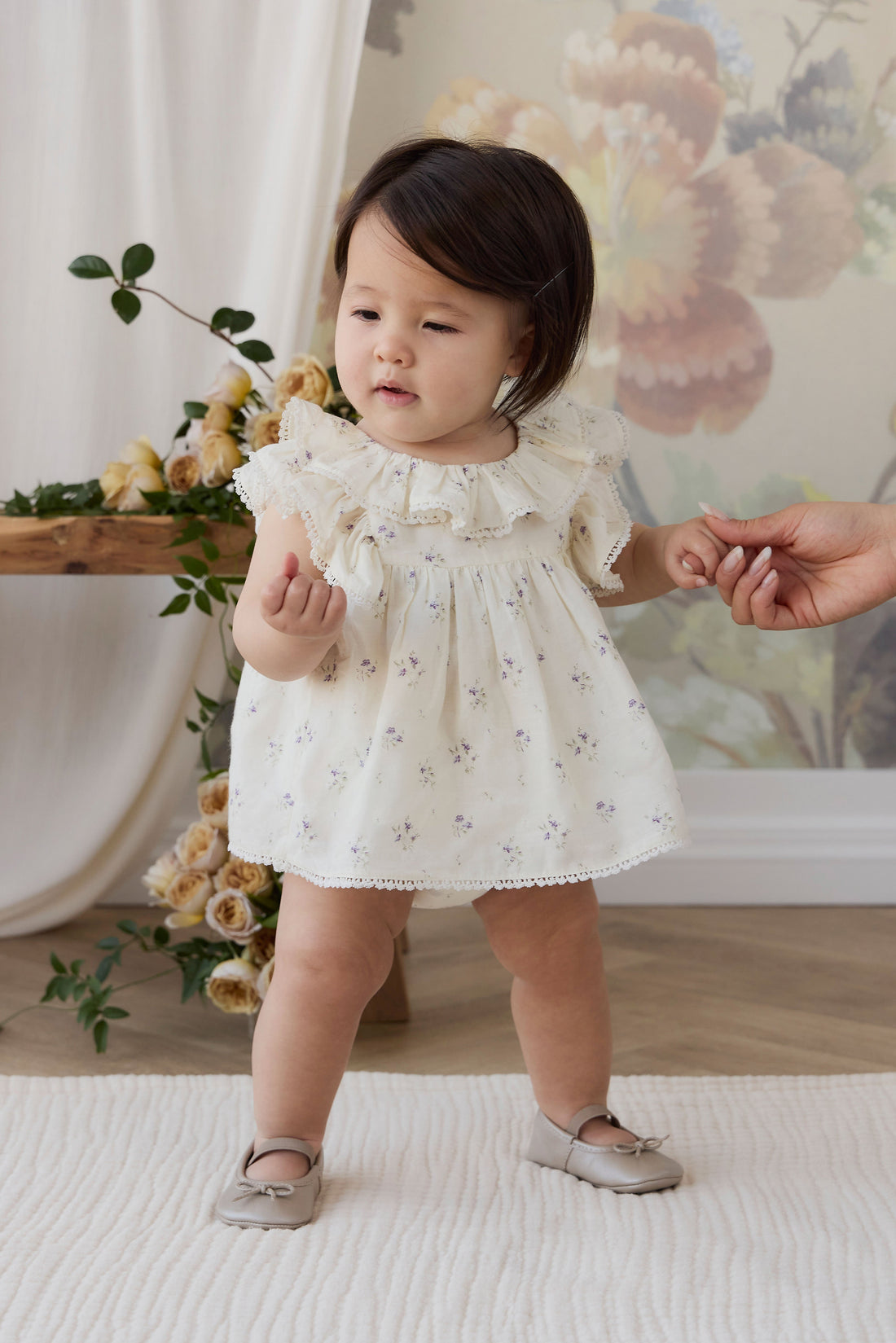 Organic Cotton Frill Bloomer - Jade Floral Childrens Bloomer from Jamie Kay USA