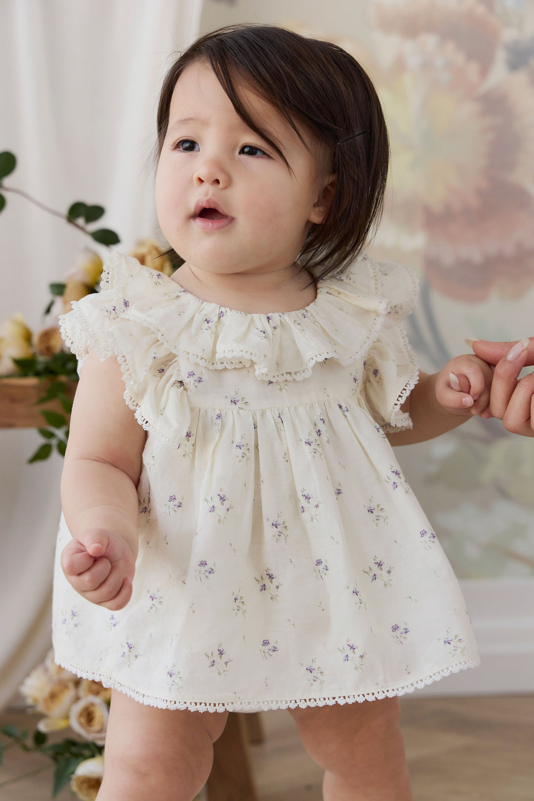 Organic Cotton Banks Blouse - Jade Floral Childrens Top from Jamie Kay USA
