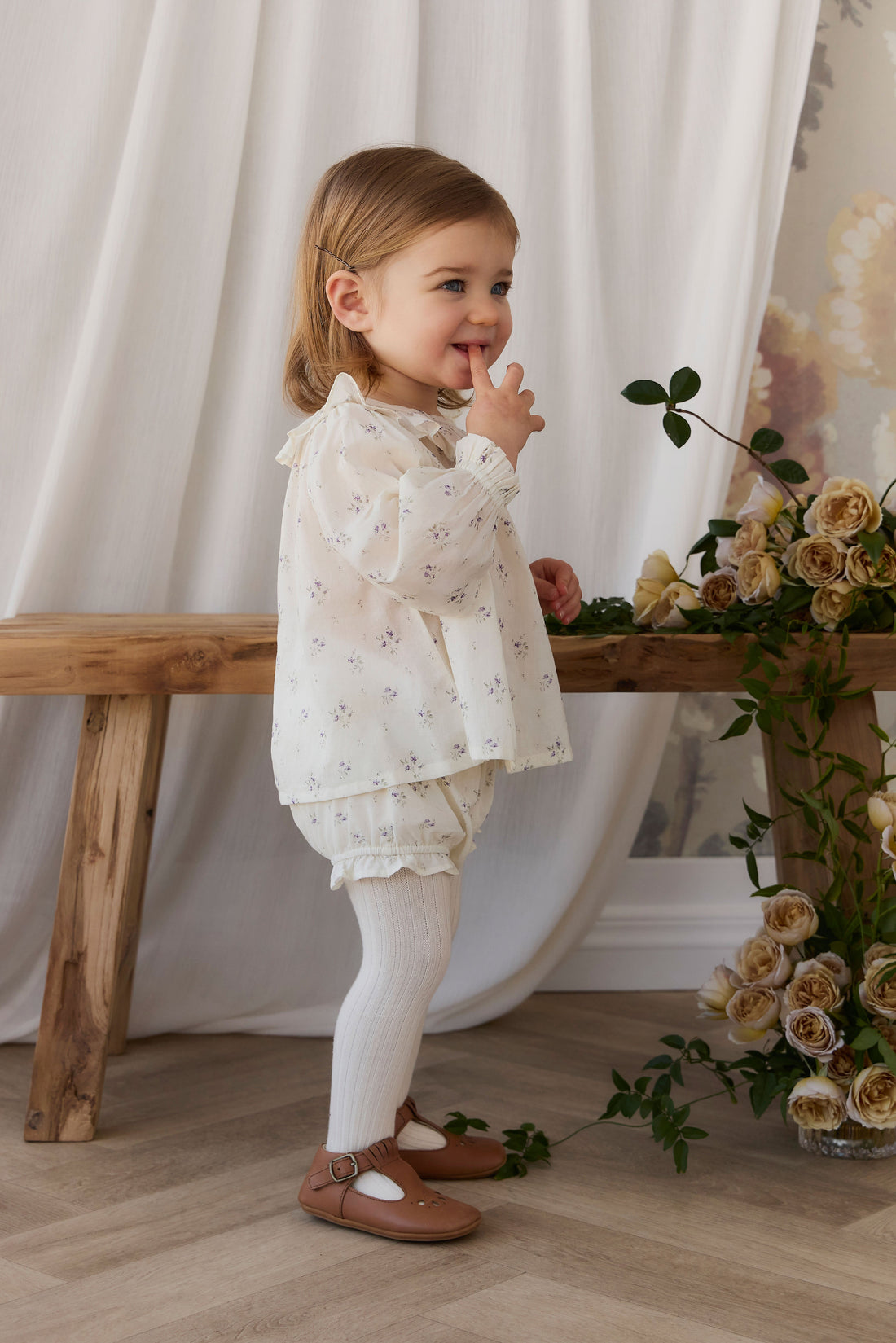 Organic Cotton Frill Bloomer - Jade Floral Childrens Bloomer from Jamie Kay USA