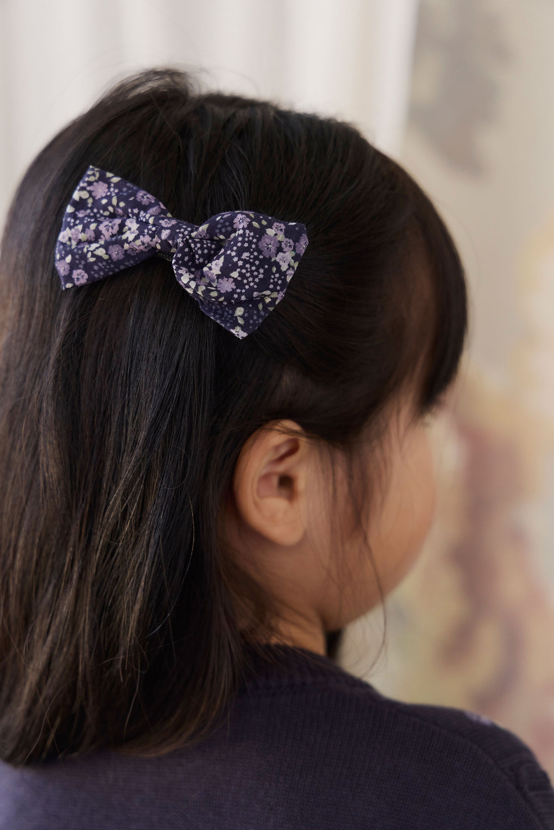 Organic Cotton Desiree Bow - Violet Floral Childrens Bow from Jamie Kay USA