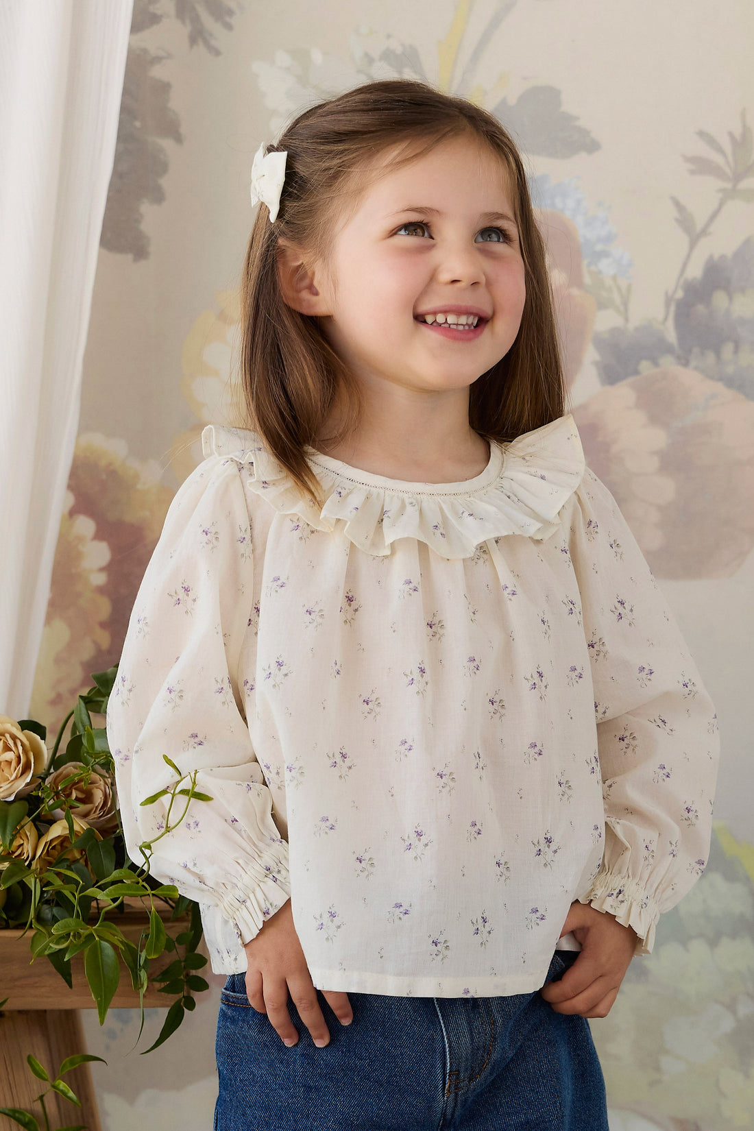 Organic Cotton Leonie Top - Jade Floral Childrens Top from Jamie Kay USA