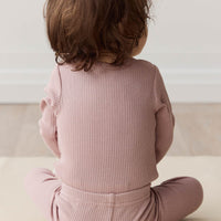 Organic Cotton Modal Long Sleeve Bodysuit - Mauve Shadow Childrens Bodysuit from Jamie Kay USA