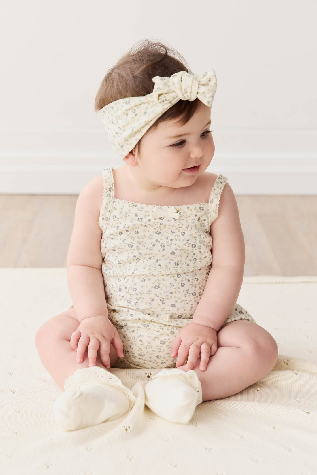 Organic Cotton Bridget Singlet Bodysuit - Dainty Egret Blues Childrens Bodysuit from Jamie Kay USA