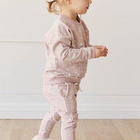 Organic Cotton Damien Sweatshirt - Simple Flowers Lilac Childrens Sweatshirting from Jamie Kay USA