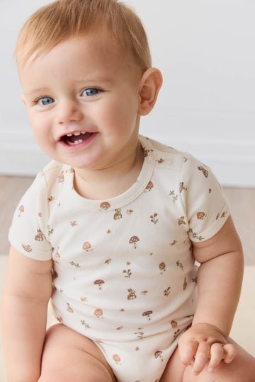 Organic Cotton Hudson Short Sleeve Bodysuit - Foraging Friends Childrens Bodysuit from Jamie Kay USA