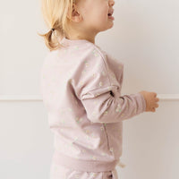 Organic Cotton Damien Sweatshirt - Simple Flowers Lilac Childrens Sweatshirting from Jamie Kay USA