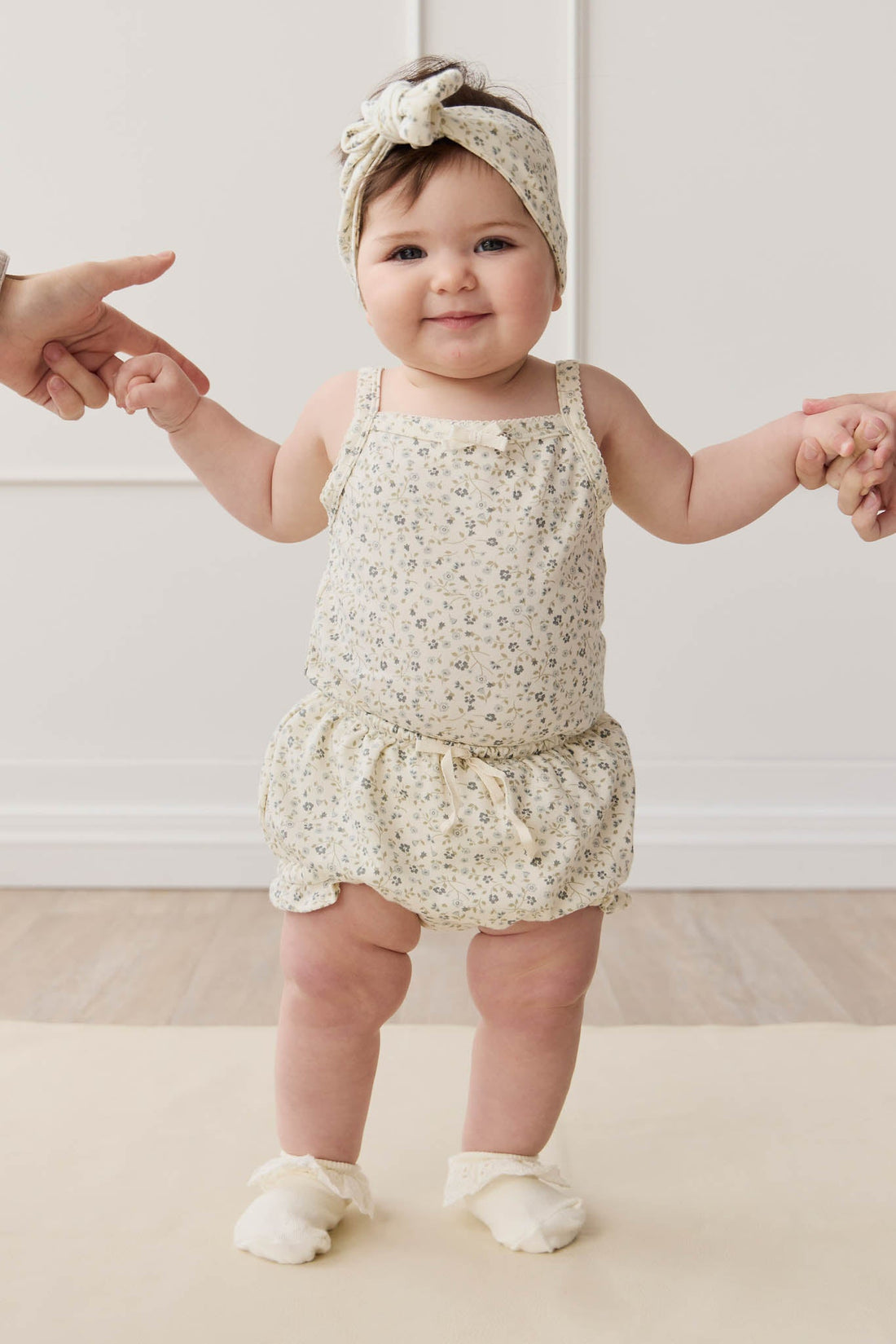 Organic Cotton Bridget Singlet Bodysuit - Dainty Egret Blues Childrens Bodysuit from Jamie Kay USA