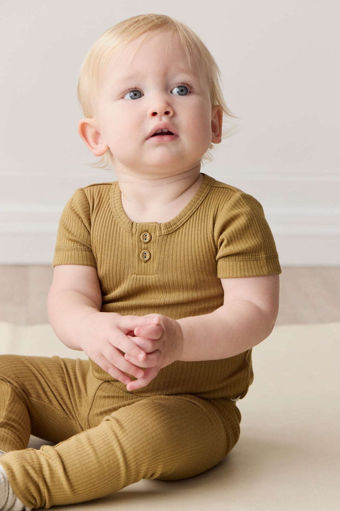 Organic Cotton Modal Darcy Rib Tee Bodysuit - Buffalo Childrens Bodysuit from Jamie Kay USA