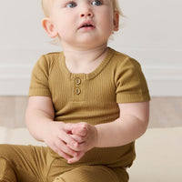 Organic Cotton Modal Darcy Rib Tee Bodysuit - Buffalo Childrens Bodysuit from Jamie Kay USA