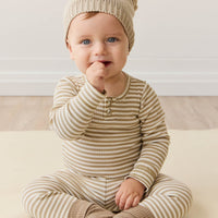 Organic Cotton Modal Legging - Narrow Stripe Balm/Cloud Childrens Legging from Jamie Kay USA