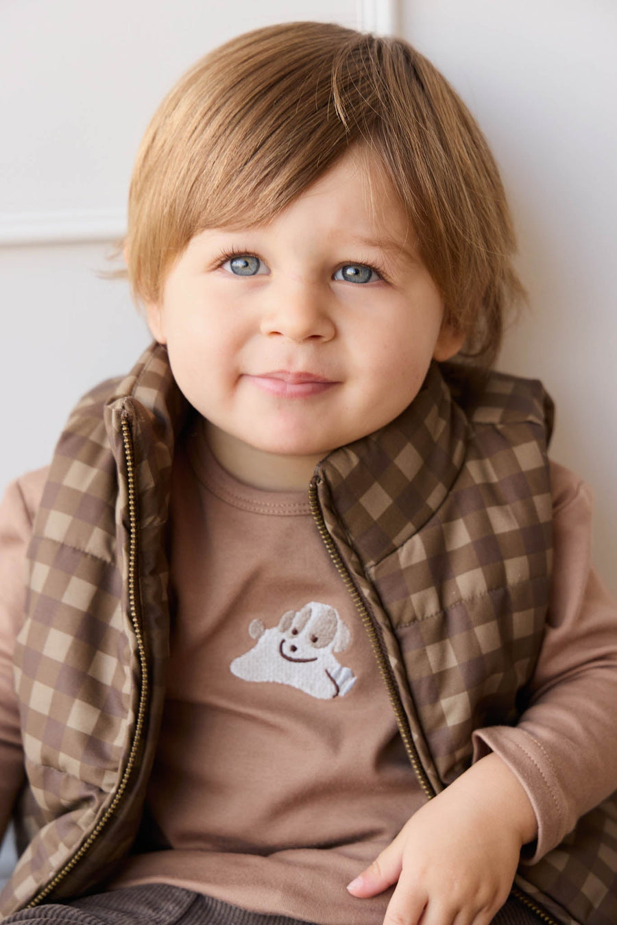Pima Cotton Arnold Long Sleeve Top - Tiger Sasha Puppy Childrens Top from Jamie Kay USA