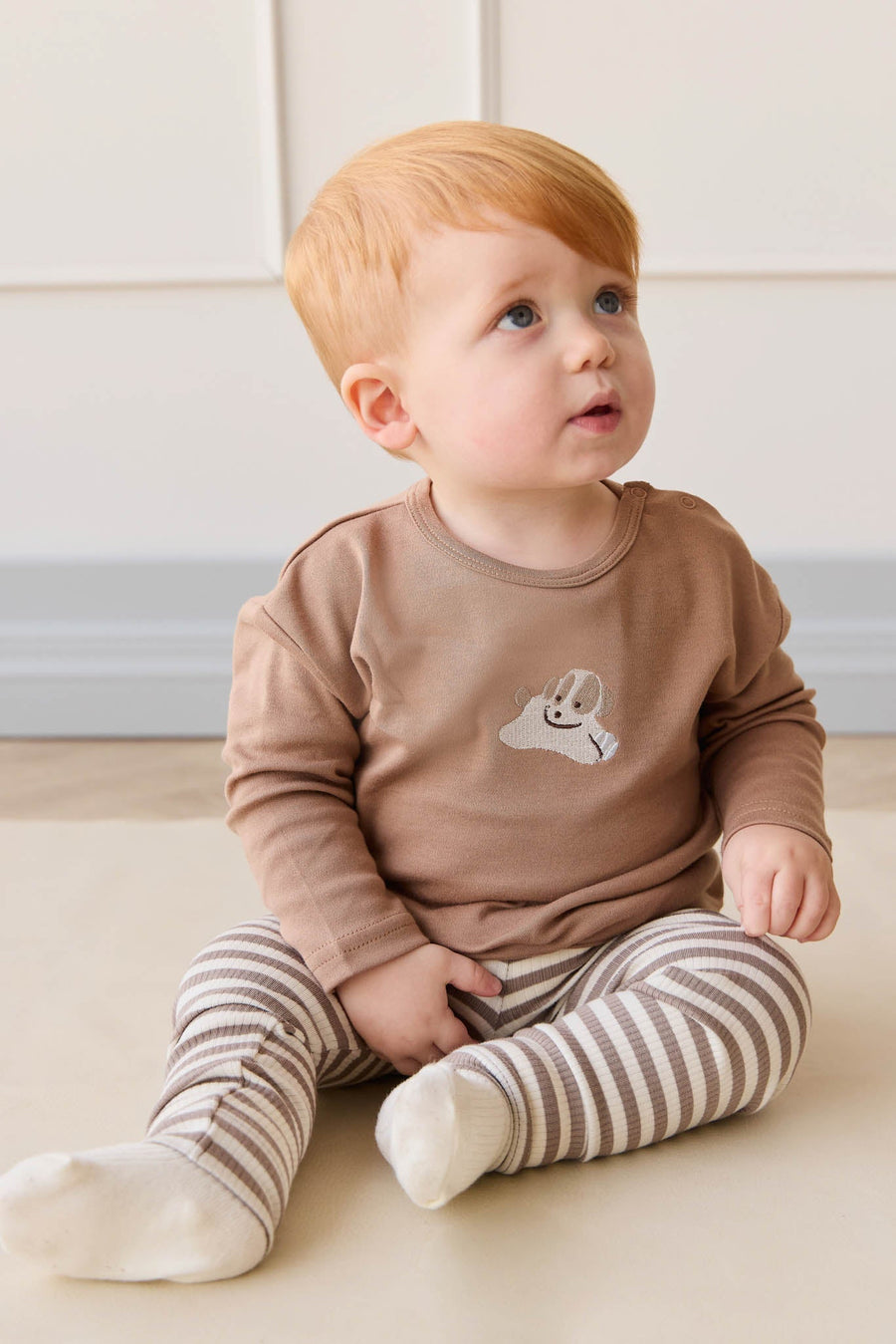 Pima Cotton Arnold Long Sleeve Top - Tiger Sasha Puppy Childrens Top from Jamie Kay USA