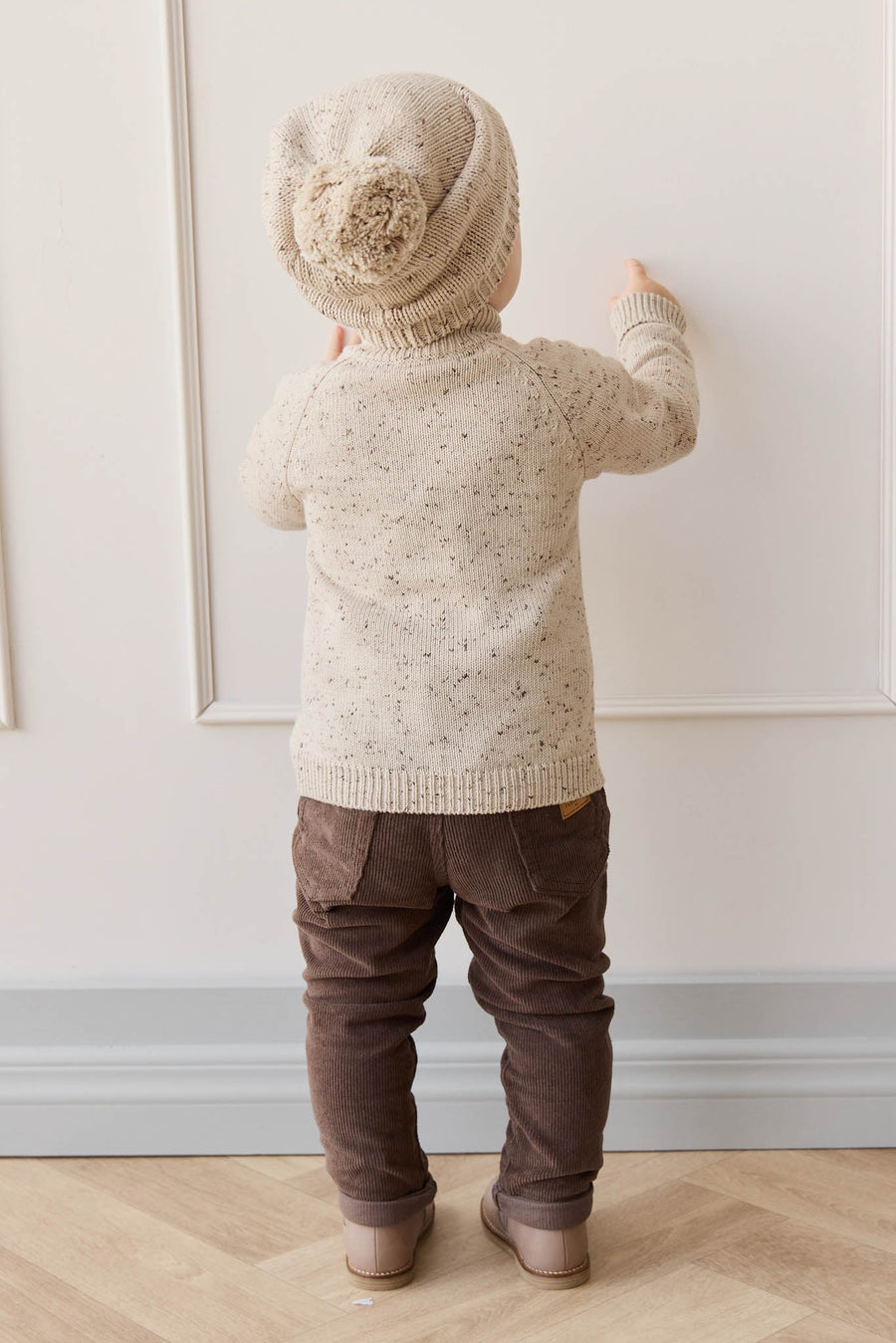 Dean Knit Zip Jacket - Oatmeal Shitake Dot Childrens Jacket from Jamie Kay USA