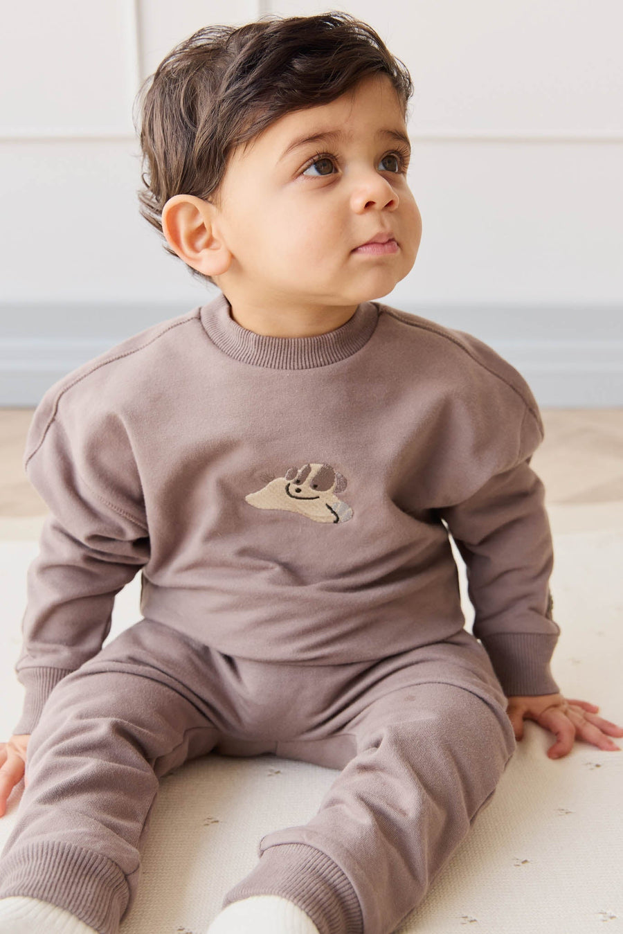 Organic Cotton Georgie Sweatshirt - Tweed Sasha Puppy Childrens Top from Jamie Kay USA