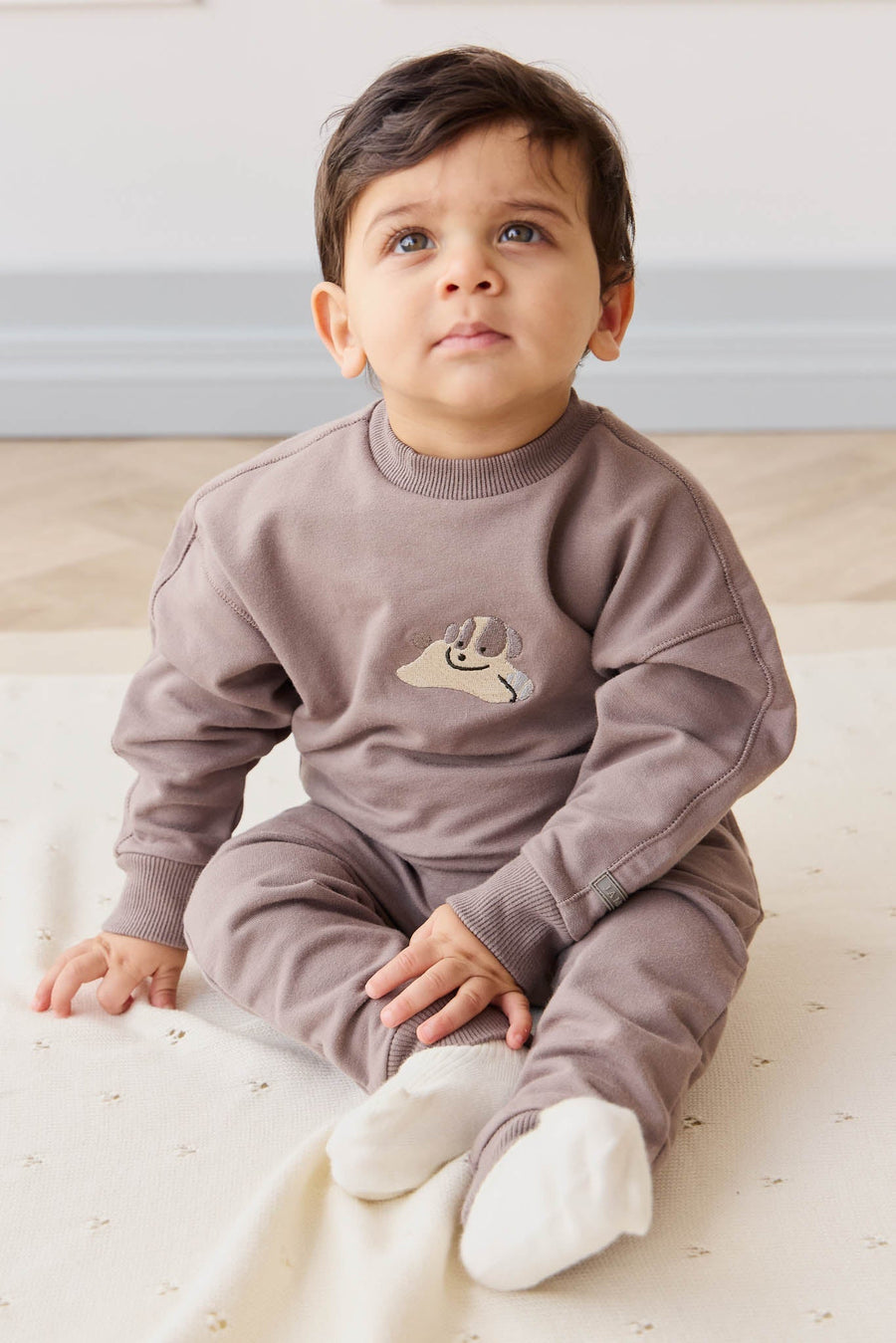 Organic Cotton Georgie Sweatshirt - Tweed Sasha Puppy Childrens Top from Jamie Kay USA