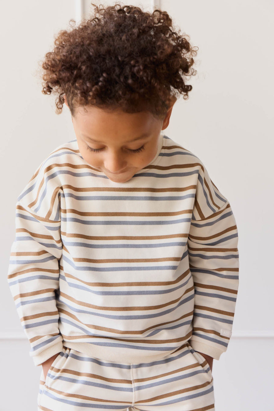 Organic Cotton Damien Sweatshirt - Hudson Stripe Tiger Childrens Top from Jamie Kay USA