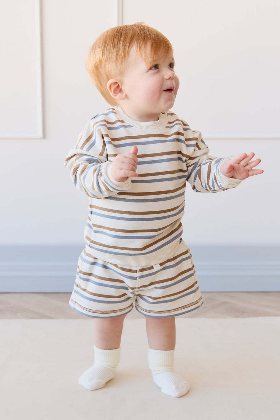 Organic Cotton Damien Sweatshirt - Hudson Stripe Tiger Childrens Top from Jamie Kay USA