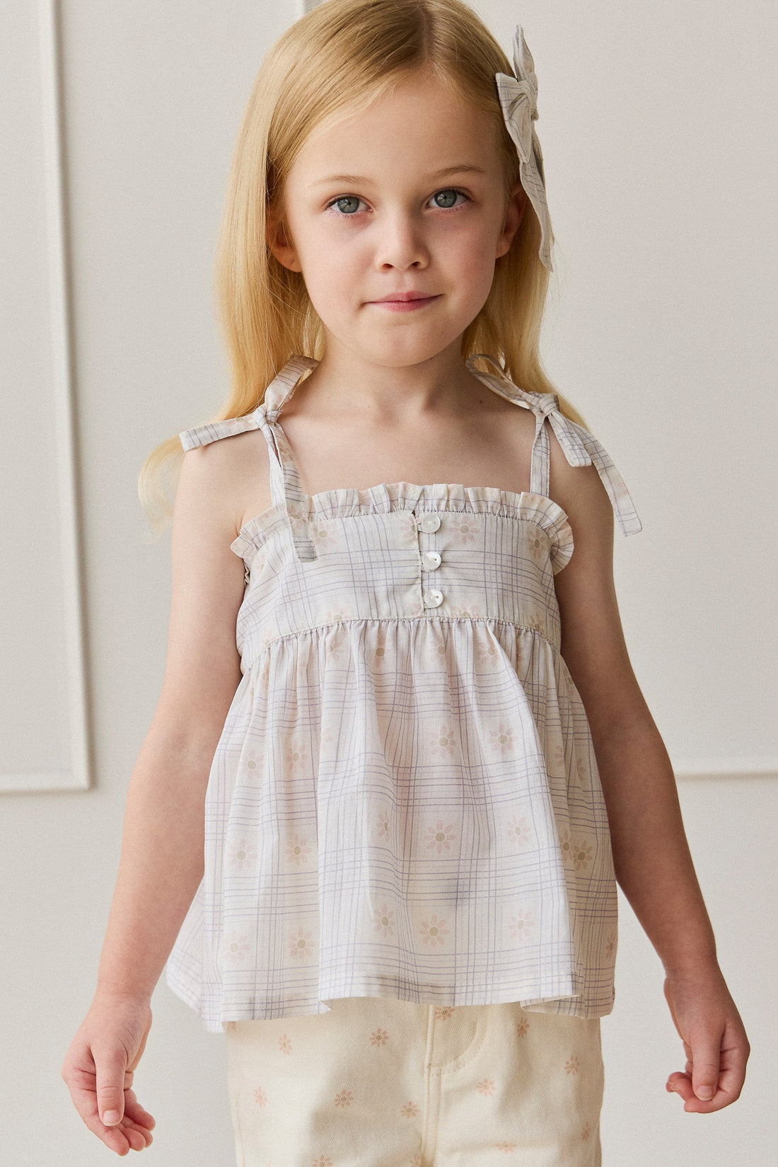 Organic Cotton Ariel Top - Marguerite Egret Childrens Top from Jamie Kay USA