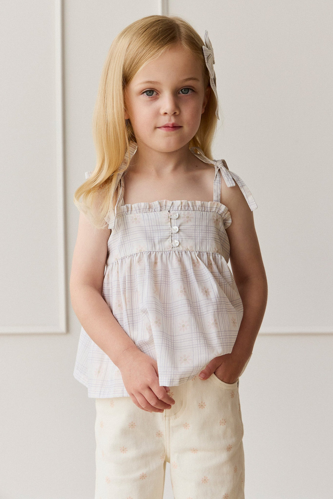 Organic Cotton Ariel Top - Marguerite Egret Childrens Top from Jamie Kay USA