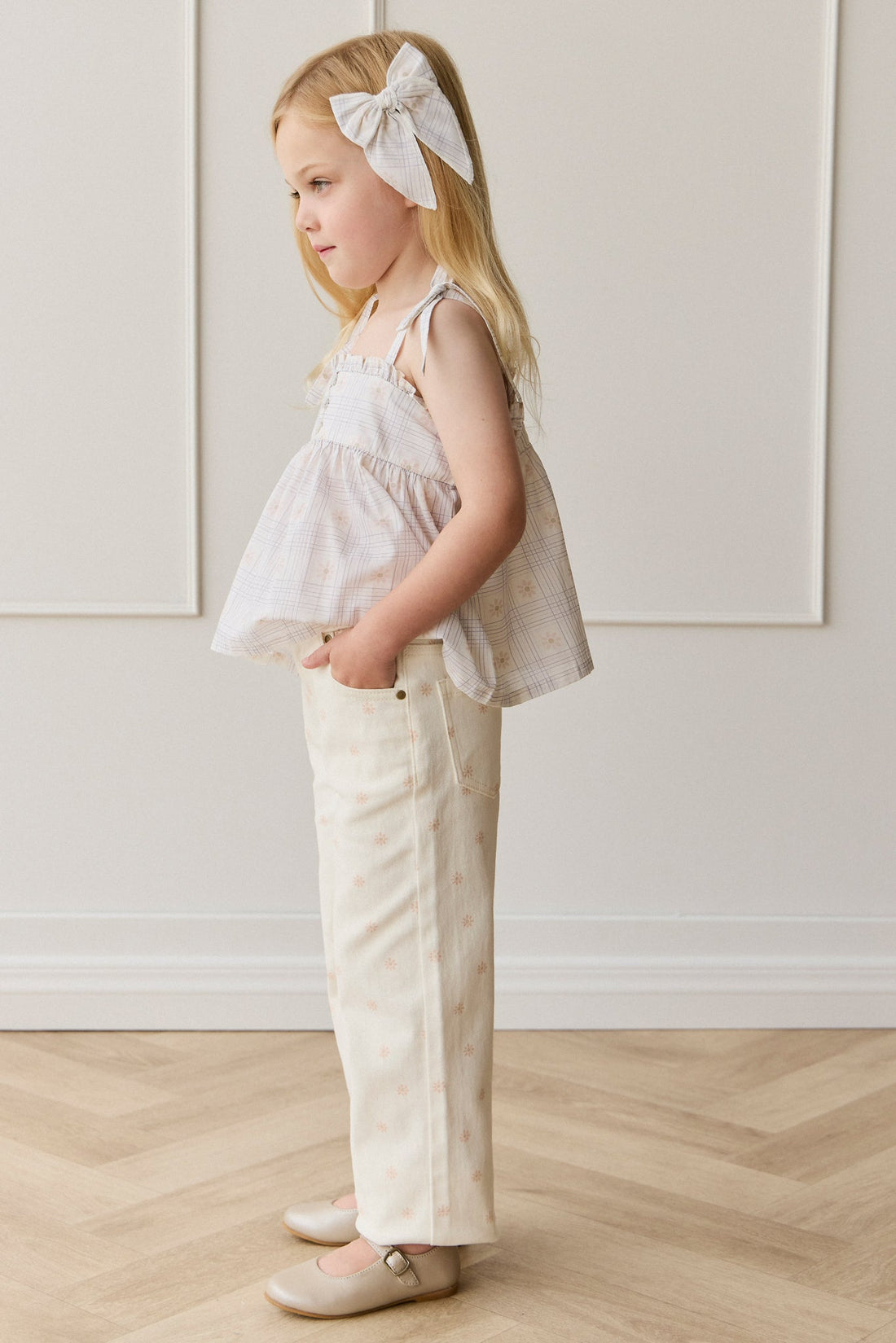 Organic Cotton Ariel Top - Marguerite Egret Childrens Top from Jamie Kay USA
