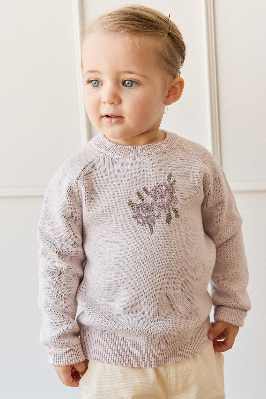 Lillian Jumper - Jacquard Gray Lilac Childrens Jumper from Jamie Kay USA