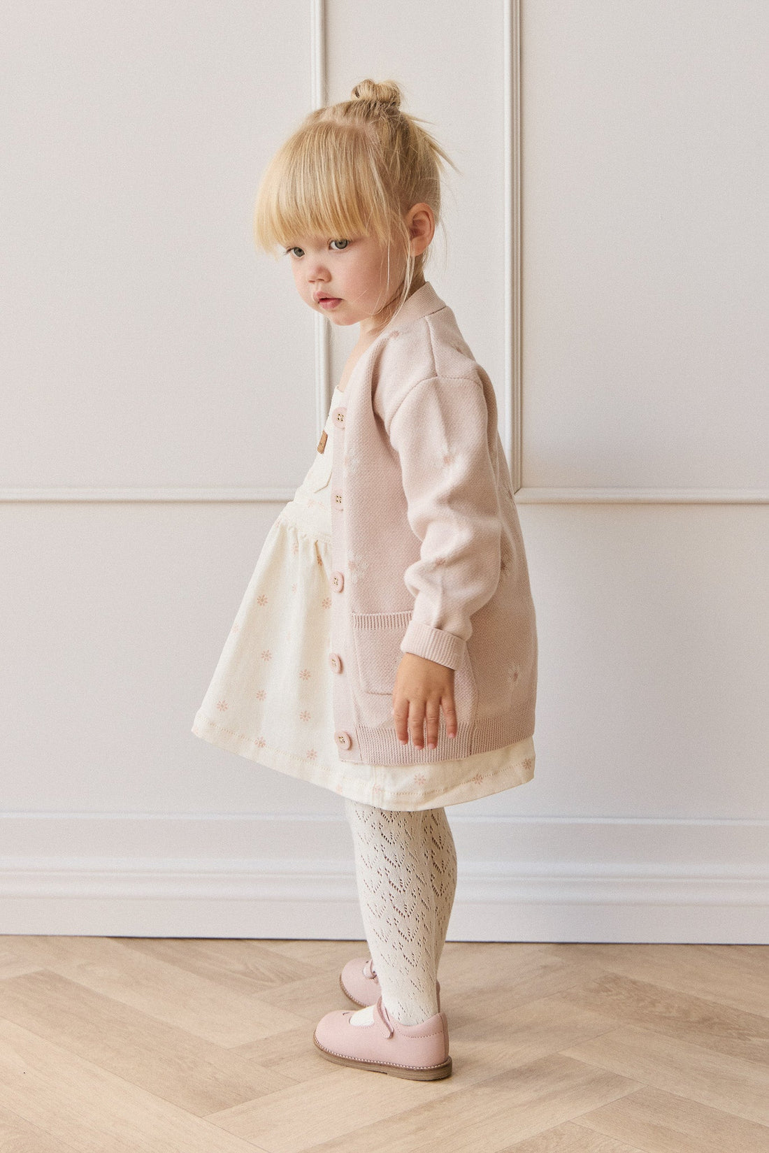 Scallop Weave Tight - Parchment Childrens Tights from Jamie Kay USA