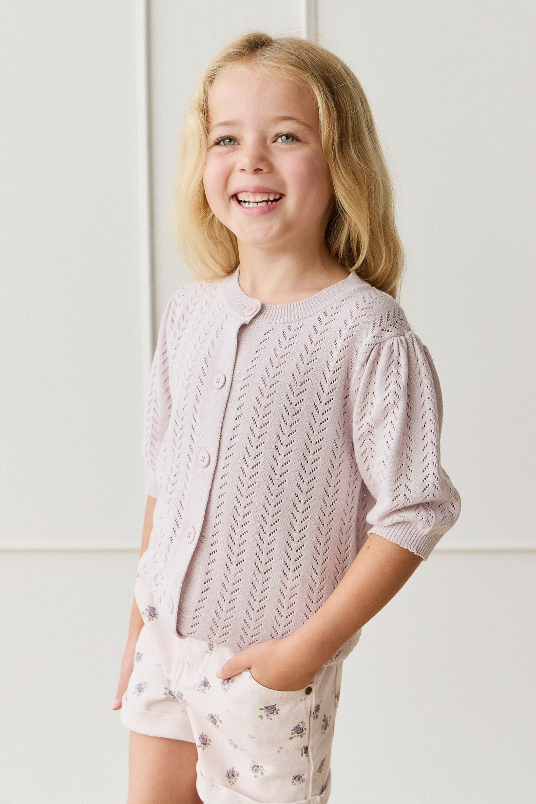 Aria Knitted Top - Pale Lilac Childrens Jumper from Jamie Kay USA
