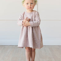 Organic Cotton Charlotte Dress - Simple Flowers Lilac Childrens Dress from Jamie Kay USA