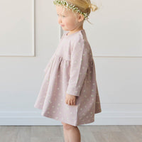 Organic Cotton Charlotte Dress - Simple Flowers Lilac Childrens Dress from Jamie Kay USA