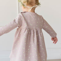 Organic Cotton Charlotte Dress - Simple Flowers Lilac Childrens Dress from Jamie Kay USA