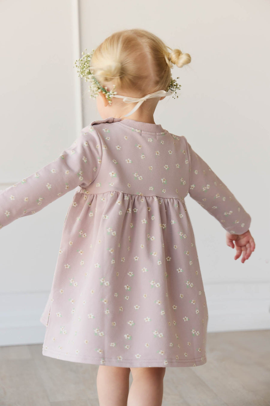 Organic Cotton Charlotte Dress - Simple Flowers Lilac Childrens Dress from Jamie Kay USA