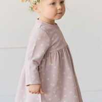 Organic Cotton Charlotte Dress - Simple Flowers Lilac Childrens Dress from Jamie Kay USA