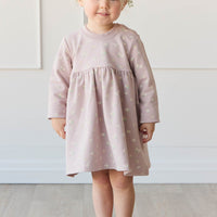 Organic Cotton Charlotte Dress - Simple Flowers Lilac Childrens Dress from Jamie Kay USA