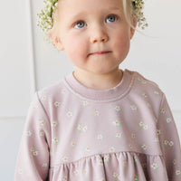 Organic Cotton Charlotte Dress - Simple Flowers Lilac Childrens Dress from Jamie Kay USA