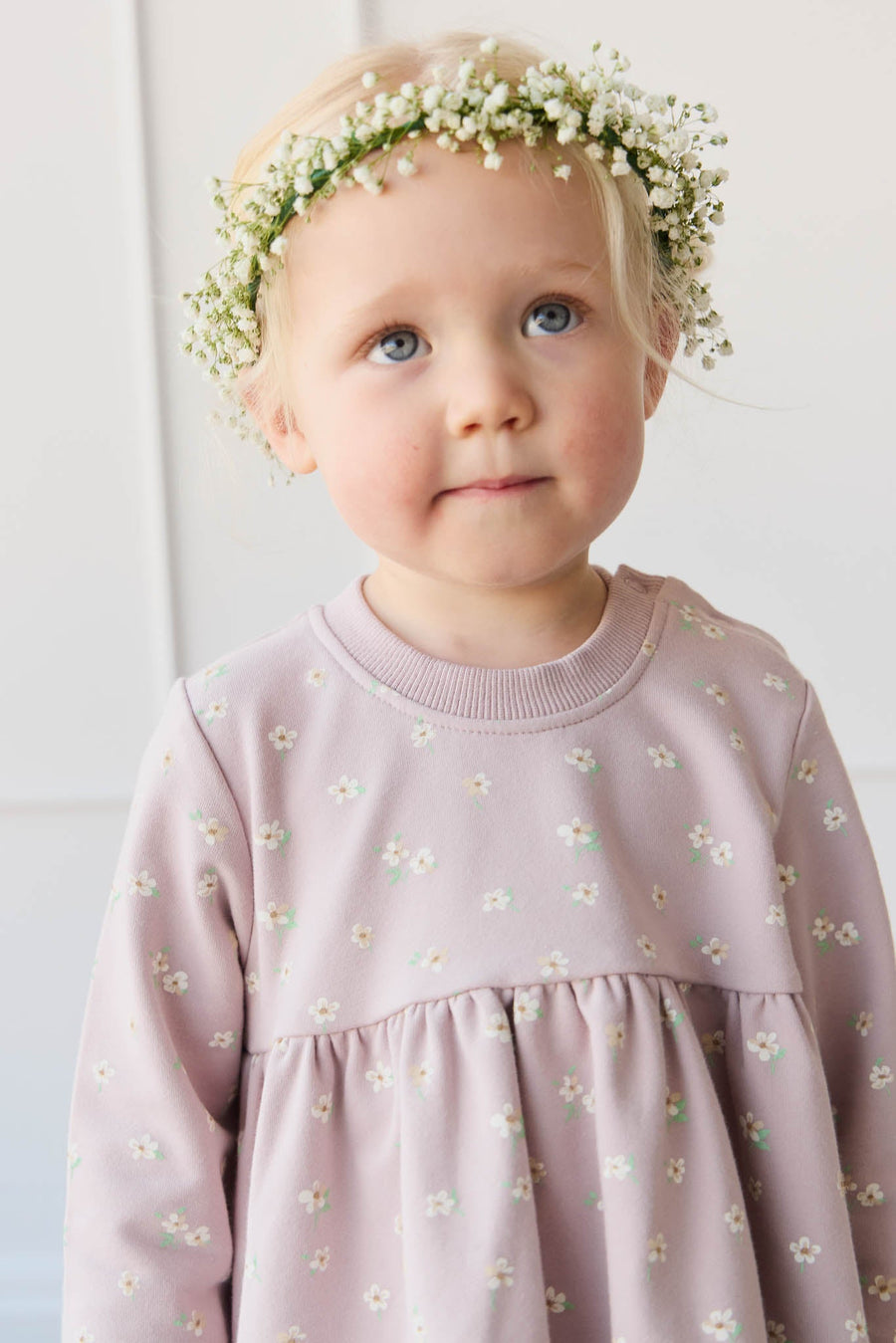 Organic Cotton Charlotte Dress - Simple Flowers Lilac Childrens Dress from Jamie Kay USA