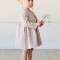 Organic Cotton Charlotte Dress - Simple Flowers Lilac Childrens Dress from Jamie Kay USA