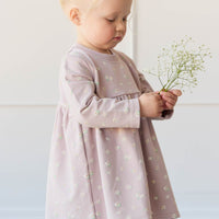 Organic Cotton Charlotte Dress - Simple Flowers Lilac Childrens Dress from Jamie Kay USA