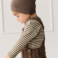 Pima Cotton Arnold Long Sleeve Top - Narrow Stripe Brownie/Biscuit Childrens Top from Jamie Kay USA